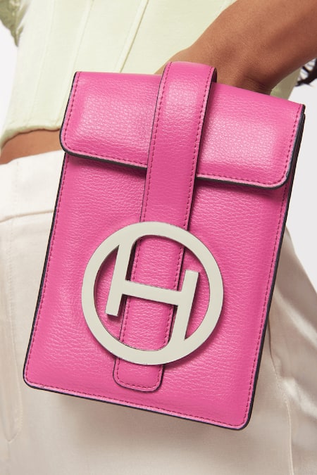 Outhouse Pink Embroidery Persian Messenger Bag at Aza Fashions Outhouse_Pink Embroidery Persian Messenger Bag_at_Aza_Fashions