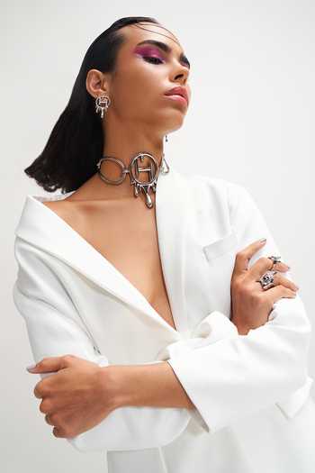 Buy Outhouse Silver Plated Drip Oh Midi Ring at Aza Fashions Buy_Outhouse_Silver Plated Drip Oh Midi Ring_at_Aza_Fashions