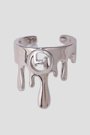 Shop Outhouse Silver Plated Drip Oh Midi Ring at Aza Fashions Shop_Outhouse_Silver Plated Drip Oh Midi Ring_at_Aza_Fashions