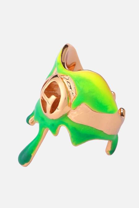 Buy Outhouse Green Cut Work Drip Oh Molten Ring Online at Aza Fashions Buy_Outhouse_Green Cut Work Drip Oh Molten Ring_Online_at_Aza_Fashions