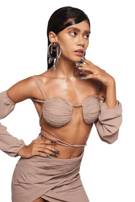 Shop_Outhouse_Silver Plated Cut Work Drip Oh Midi Earrings_Online_at_Aza_Fashions