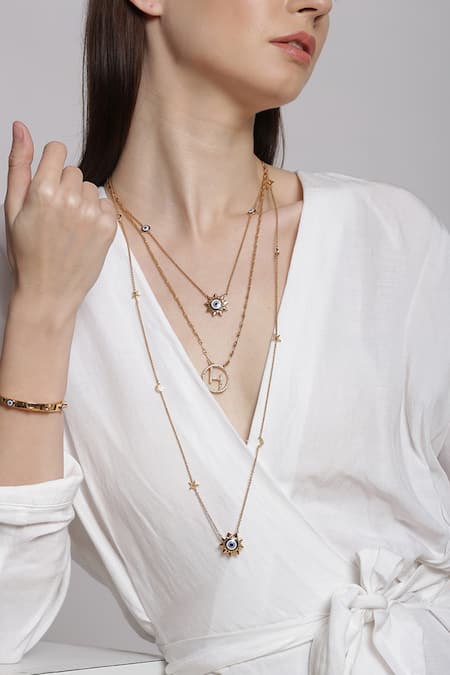 Boho Diamond Pendant Evil Eye Layered Necklace for Women Set - China  Jewelry and Fashion Jewelry price | Made-in-China.com