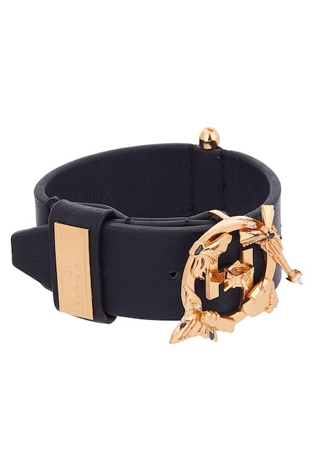 Shop Outhouse Gold Plated Monogram Handcrafted Bracelet at Aza Fashions Shop_Outhouse_Gold Plated Monogram Handcrafted Bracelet _at_Aza_Fashions
