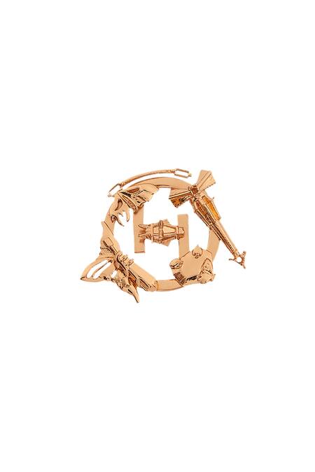 Outhouse Gold Plated Monogram Statement Studs Online at Aza Fashions Outhouse_Gold Plated Monogram Statement Studs_Online_at_Aza_Fashions