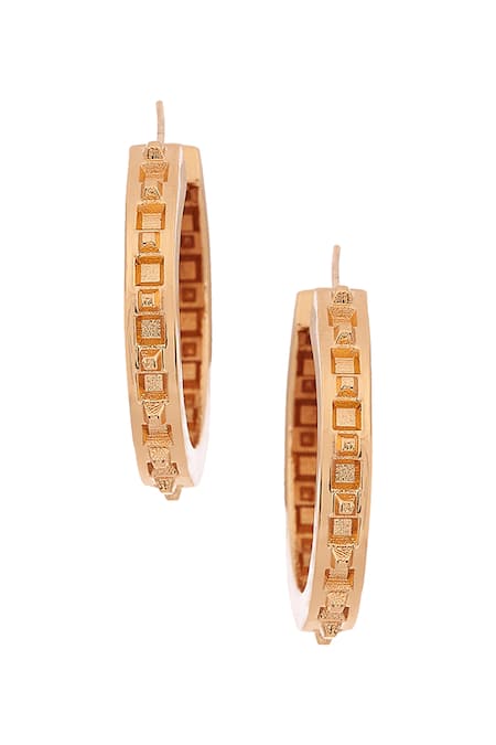 Shop Outhouse Gold Plated Handcrafted Monogram Hoops at Aza Fashions Shop_Outhouse_Gold Plated Handcrafted Monogram Hoops _at_Aza_Fashions