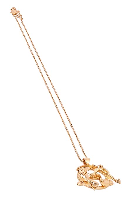 Shop_Outhouse_Gold Plated Monogram Pendant Necklace _at_Aza_Fashions