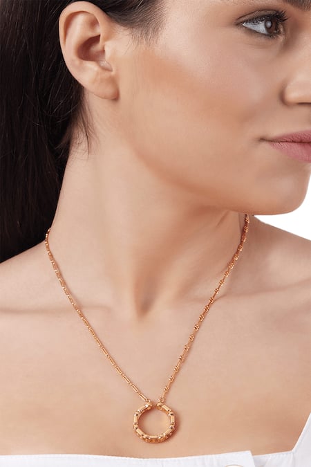 Outhouse Gold Plated Monogram Archway Pendant Necklace 