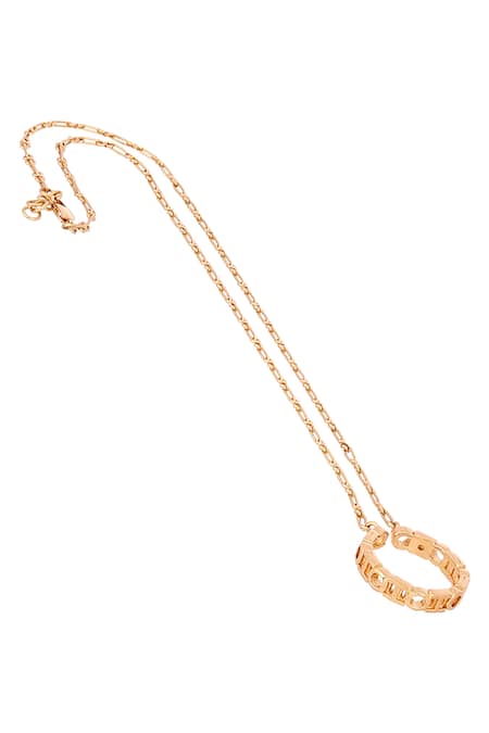 Shop Outhouse Gold Plated Monogram Archway Pendant Necklace at Aza Fashions Shop_Outhouse_Gold Plated Monogram Archway Pendant Necklace _at_Aza_Fashions