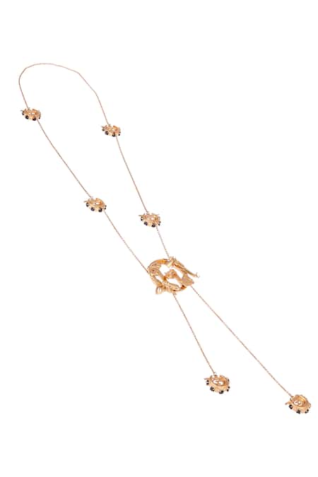 Shop Outhouse Gold Plated Sautoir Pendant Long Necklace at Aza Fashions Shop_Outhouse_Gold Plated Sautoir Pendant Long Necklace _at_Aza_Fashions