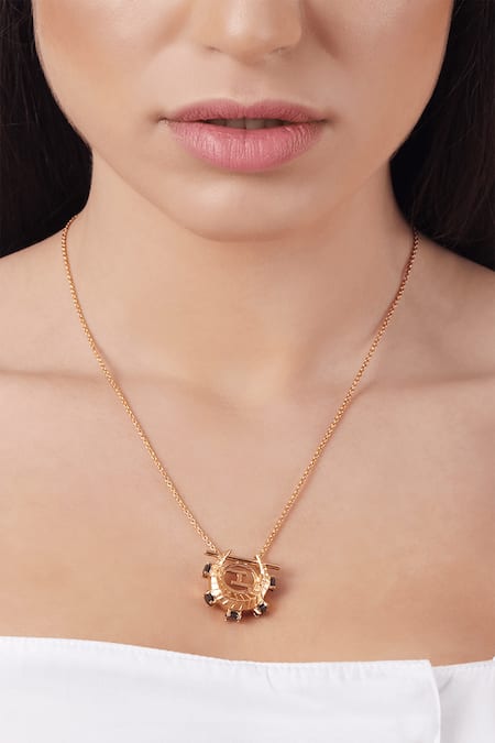 Outhouse Gold Plated Crescent Pendant Necklace 