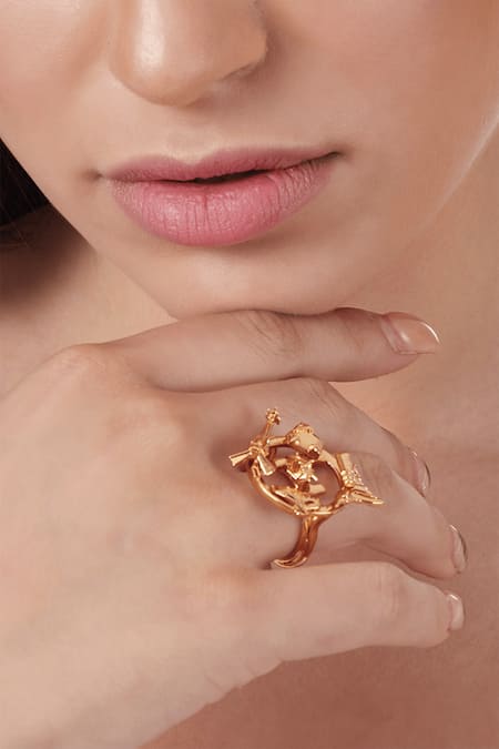 Outhouse Gold Plated Handcrafted Monogram Ring 