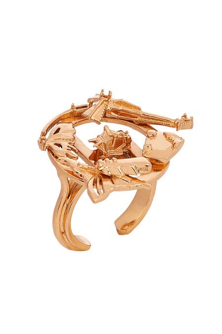 Outhouse Gold Plated Handcrafted Monogram Ring Online at Aza Fashions Outhouse_Gold Plated Handcrafted Monogram Ring _Online_at_Aza_Fashions