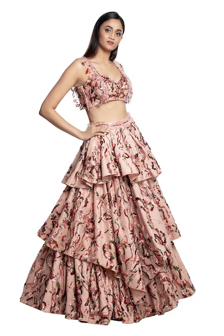 Ohaila Khan Embroidered Raw Silk Lehenga Set 