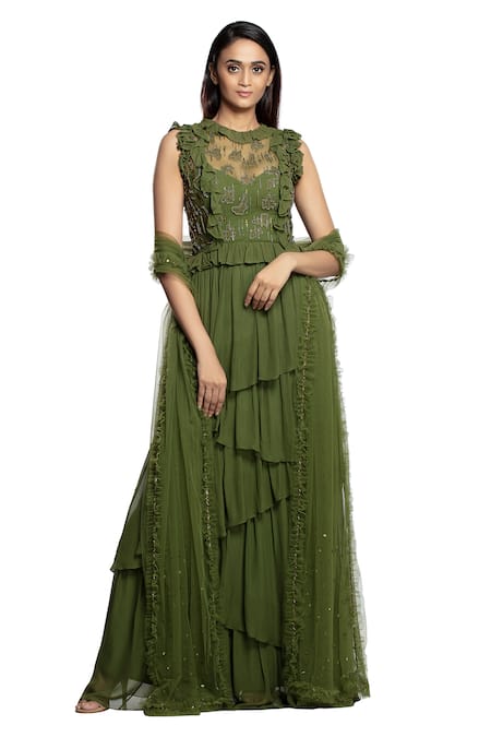 Ohaila Khan Ruffle Anarkali with Dupatta 