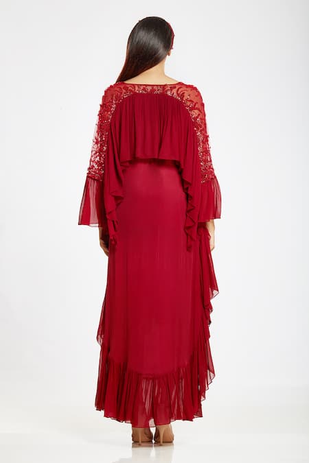 Ohaila Khan Layered Kaftan Dress with Belt 