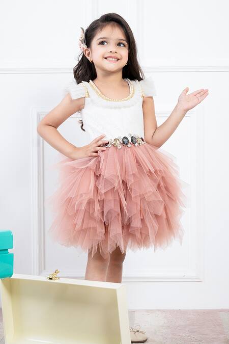 Buy Hoity Moppet White Tulle, Lace Stones, Pearls Cascading Ruffle Dress Online at Aza Fashions Buy_Hoity Moppet_White Tulle, Lace Stones, Pearls Cascading Ruffle Dress _Online_at_Aza_Fashions