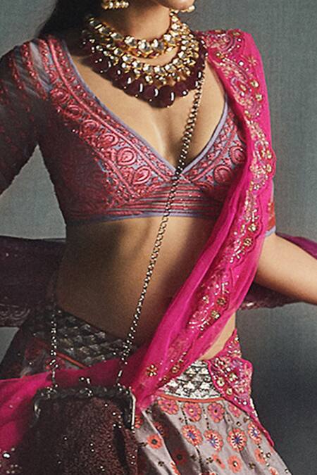 Shop_Jade By Monica & Karishma_Purple Embroidered Lehenga Set_Online_at_Aza_Fashions