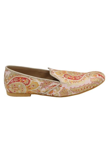 Veruschka By Payal Kothari_Pink Brocade Loafers_Online_at_Aza_Fashions