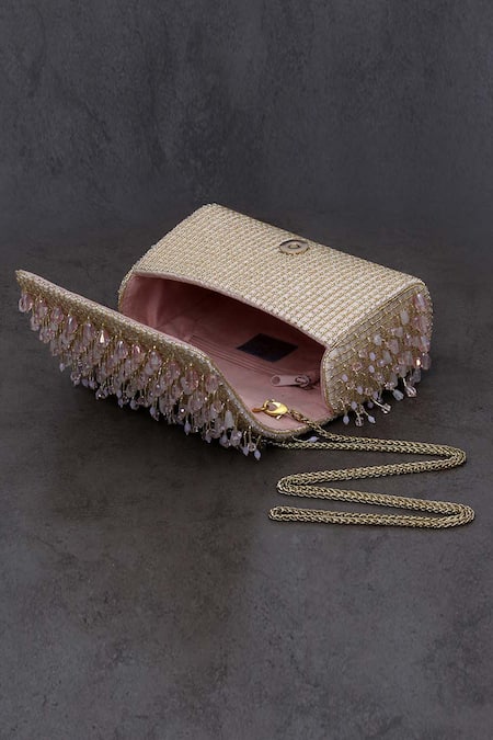 Buy_Lovetobag_Pink Japanese Beads Opal Crystal Embellished Flapover Clutch _Online_at_Aza_Fashions