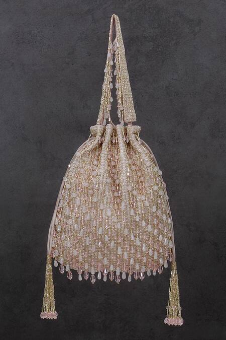 Lovetobag Pink Crystals, Diamonds, Beads Opal Tassel Potli Bag Online at Aza Fashions Lovetobag_Pink Crystals, Diamonds, Beads Opal Tassel Potli Bag _Online_at_Aza_Fashions
