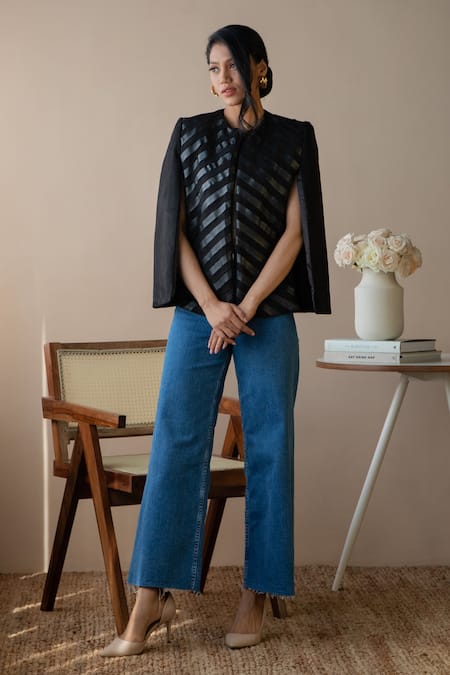 Rhe-Ana Chevron Embellished Cape