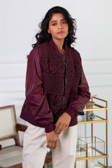 Buy Rhe-Ana Brown Cotton, Polyester Macrame Open Tammy Jacket Online at Aza Fashions Buy_Rhe-Ana_Brown Cotton, Polyester Macrame Open Tammy Jacket _Online_at_Aza_Fashions