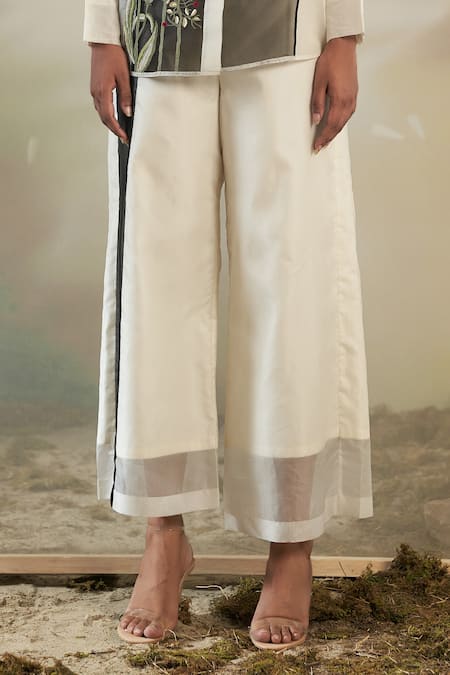 Shop_Febo6_White Organza Panelled Trousers _Online_at_Aza_Fashions
