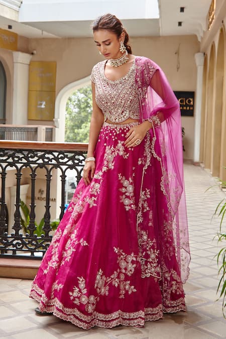 Purple Bridal Indian Wedding Lehenga In Net Zarkan Work SSA272402B –  ShreeFashionWear