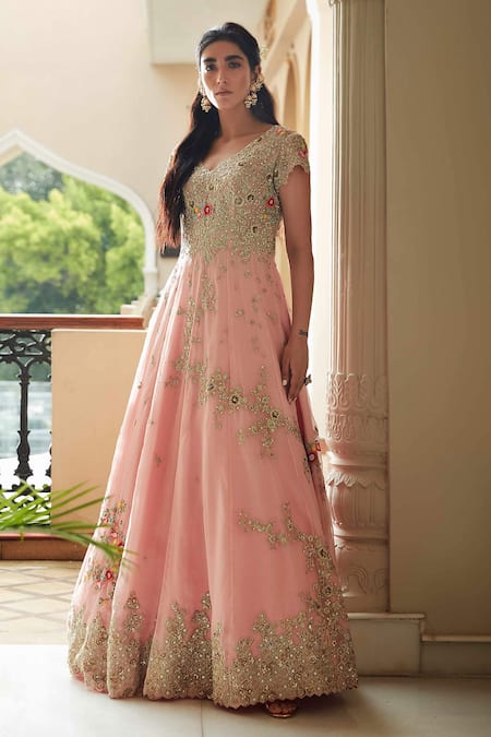 Osaa by Adarsh Organza Silk Hand Embroidered Gown 