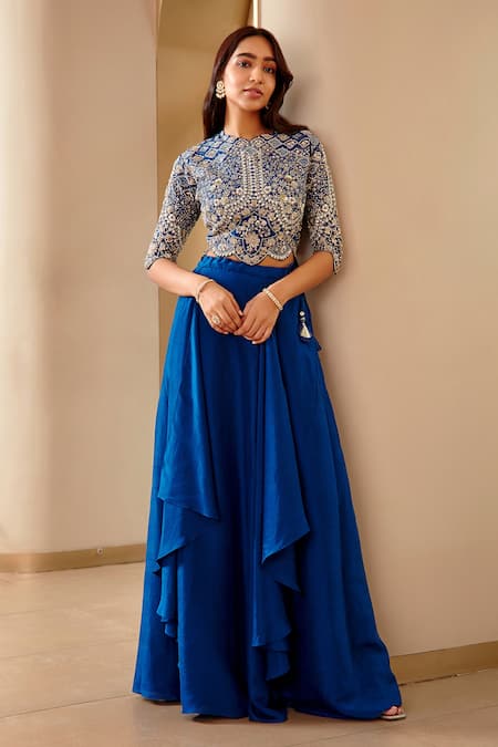 Osaa by Adarsh Embroidered Top & Panel Lehenga Set 