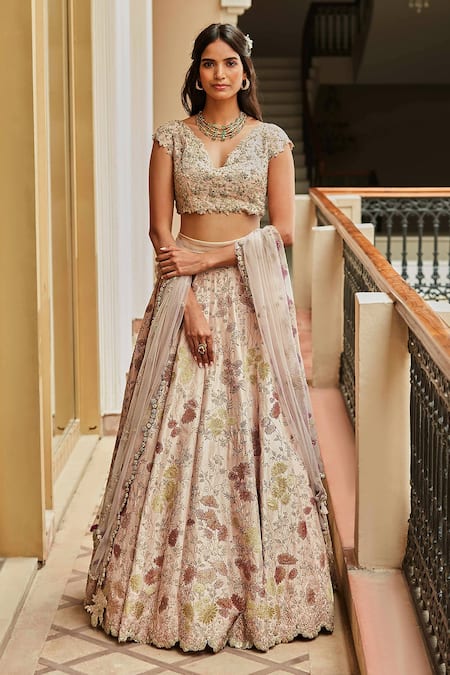 Osaa by Adarsh Silk Hand Embroidered Bridal Lehenga Set 