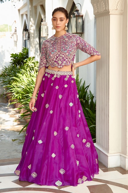 Maroon Colour Circular Flare Lehenga With Embroidery And Thread Work For  Women | zeelpin.com