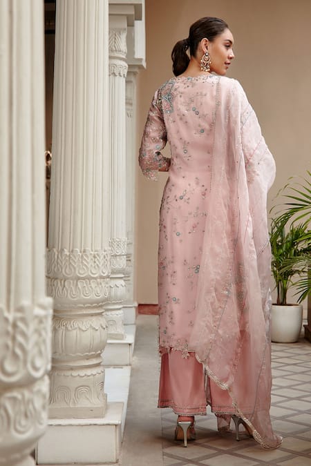 Osaa By Adarsh Floral Embroidered Kurta Palazzo Set 