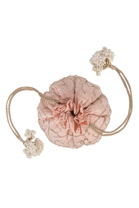 Ozel_Pink Beads Silk Embellished Potli Bag_Online_at_Aza_Fashions