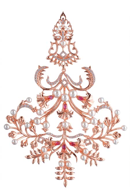 Opalina Soulful Jewellery Gold Plated Pearls, Cut Work Floral Bead Chandeliers at Aza Fashions Opalina Soulful Jewellery_Gold Plated Pearls, Cut Work Floral Bead Chandeliers _at_Aza_Fashions