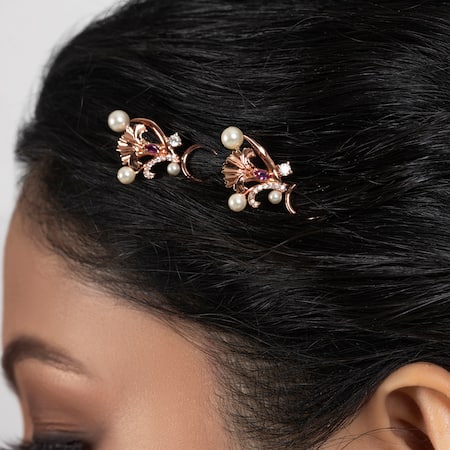 Buy Opalina Soulful Jewellery Gold Beads, Stones Floral Hair Pins Set Of 2 Online at Aza Fashions Buy_Opalina Soulful Jewellery_Gold Beads, Stones Floral Hair Pins Set Of 2 _Online_at_Aza_Fashions