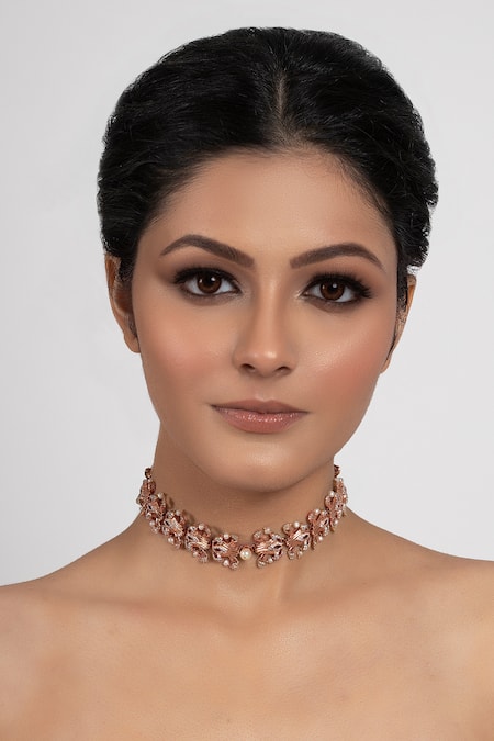 Opalina Soulful Jewellery Gold Plated Floral Stone Choker