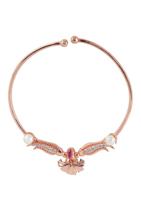 Shop Opalina Soulful Jewellery Gold Plated Smocking, Diamonds Floral Stone Nath at Aza Fashions Shop_Opalina Soulful Jewellery_Gold Plated Smocking, Diamonds Floral Stone Nath _at_Aza_Fashions