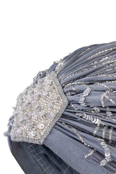 Shop_Hair Drama CO_Grey Sequins And Glass Beads Embellished Turban 