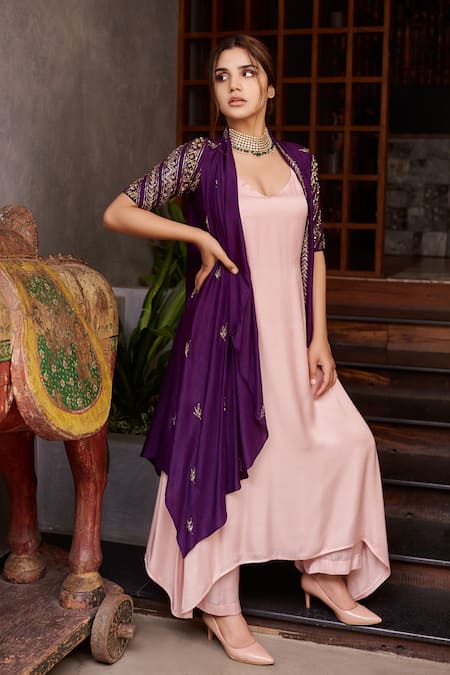 Buy Purple Embroidered Jacket And Kurta Set For Women by Prathyusha  Garimella Online at Aza Fashions.