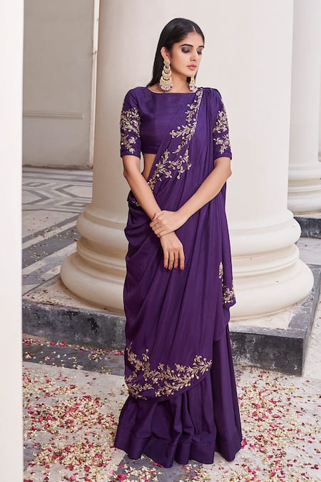 Prathyusha Garimella Purple Pre-draped Saree With Blouse 