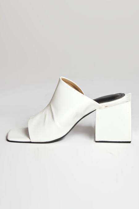 Tiesta White Square Toe Block Heels Online at Aza Fashions Tiesta_White Square Toe Block Heels _Online_at_Aza_Fashions
