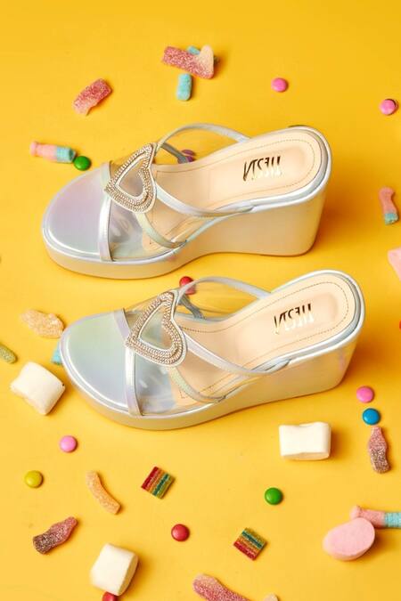 Tiesta Blue Berry Swirl Heart Cut-out Wedges Online at Aza Fashions Tiesta_Blue Berry Swirl Heart Cut-out Wedges_Online_at_Aza_Fashions