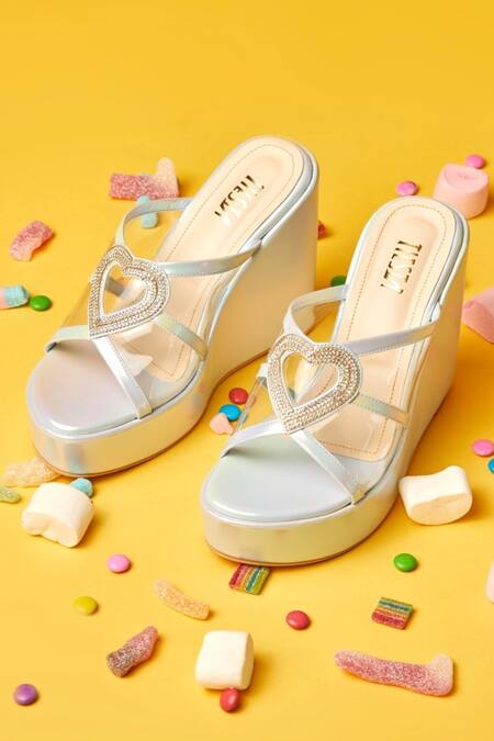 Buy Tiesta Blue Berry Swirl Heart Cut-out Wedges Online at Aza Fashions Buy_Tiesta_Blue Berry Swirl Heart Cut-out Wedges_Online_at_Aza_Fashions