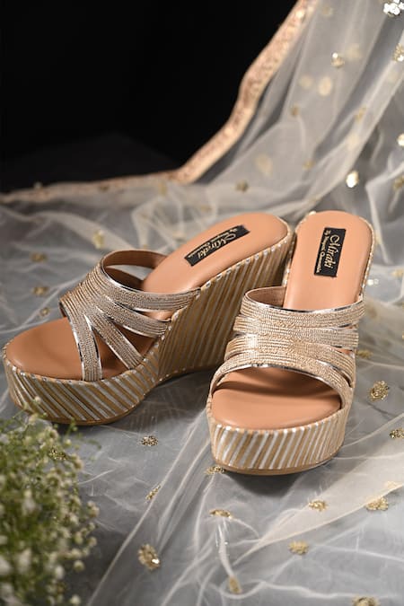 Miraki Strappy Chain Embellished Wedges