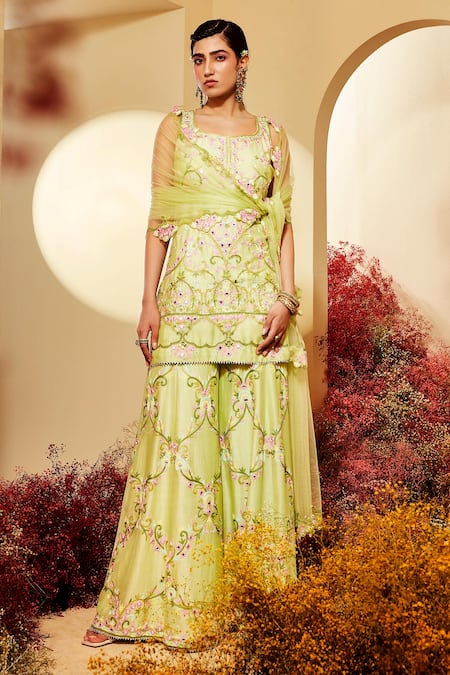 Priyaa Embroidered Kurta Sharara Set 