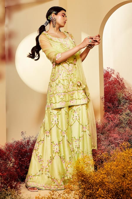 Priyaa Embroidered Kurta Sharara Set 