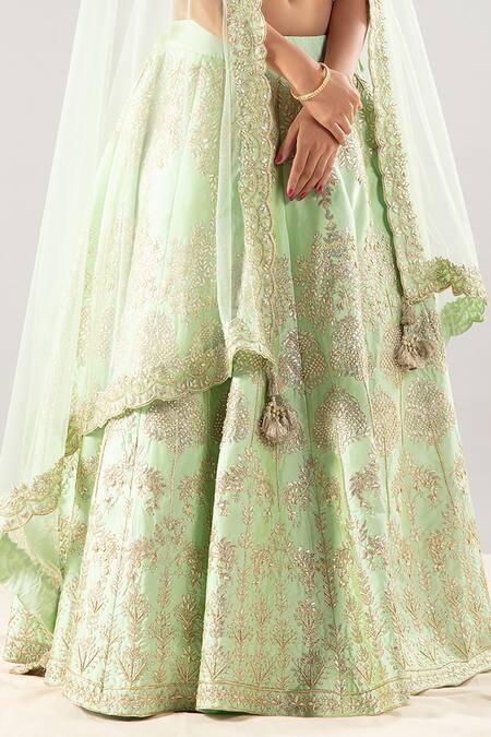 Priyaa Green Net, Silk Tafetta Gota And Dori, Zari V Neck Embriodered Lehenga Set Online at Aza Fashions Priyaa_Green Net, Silk Tafetta Gota And Dori, Zari V Neck Embriodered Lehenga Set _Online_at_Aza_Fashions