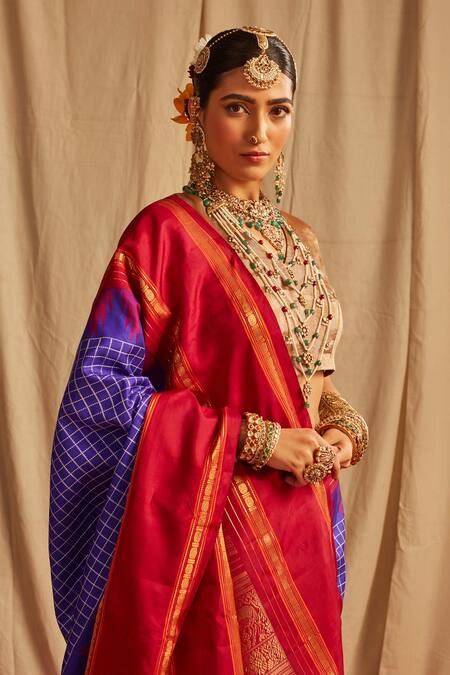 Shop Paaprika Blue Kanjivaram Silk Animal, Floral And Bird Handwoven Kalakshetra Saree Online at Aza Fashions Shop_Paaprika_Blue Kanjivaram Silk Animal, Floral And Bird Handwoven Kalakshetra Saree_Online_at_Aza_Fashions