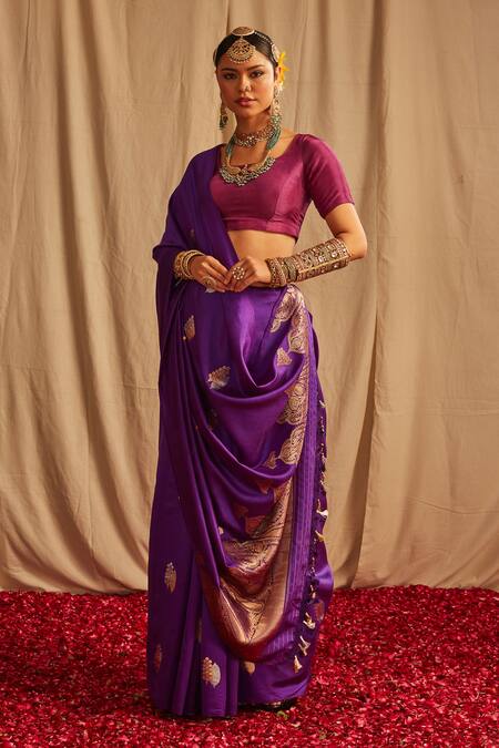 Shop Violet Kanjeevaram Silk Weaving Saree Festive Wear Online at Best  Price | Cbazaar